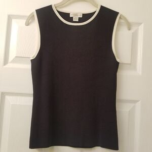 Petite Sophisticate Black and White Knit Shell